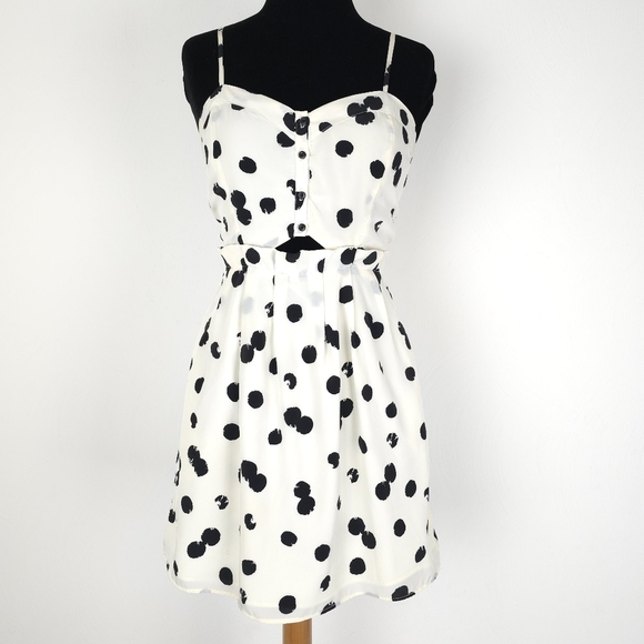 Dolce Vita Adisa Cut Out Silky Polka Dot Spaghetti Strap Dress XS - Picture 1 of 11